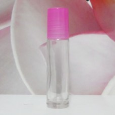 Roll-on Glass Bottle 10 ml Clear PE Cap: PINK